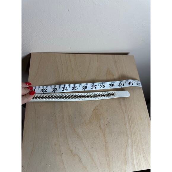 VTG Y2K Nine West Womens Belt White Studded Thin Handmade Grunge Medium - Picture 8 of 9